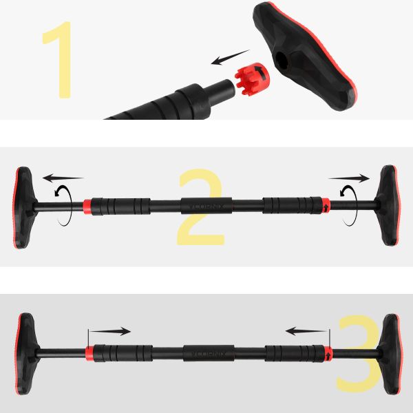 Домашній розсувний турнік в двері CORNIX Pro 67-100 см XR-0283 Black/Red