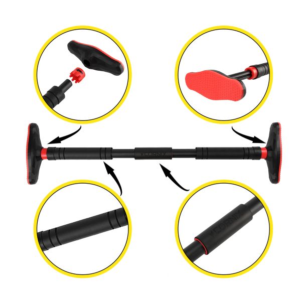 Домашній розсувний турнік в двері CORNIX Pro 90-130 см XR-0284 Black/Red