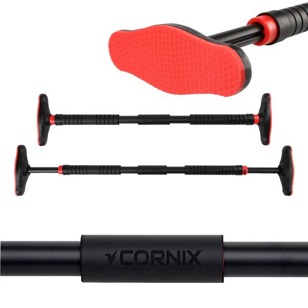Домашній розсувний турнік в двері CORNIX Pro 90-130 см XR-0284 Black/Red