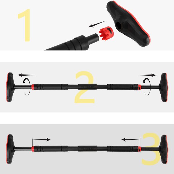 Домашній розсувний турнік в двері CORNIX Pro 90-130 см XR-0284 Black/Red