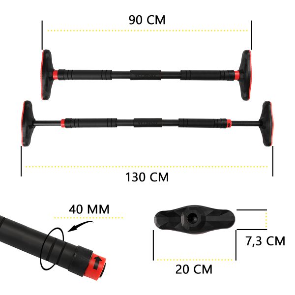 Домашній розсувний турнік в двері CORNIX Pro 90-130 см XR-0284 Black/Red