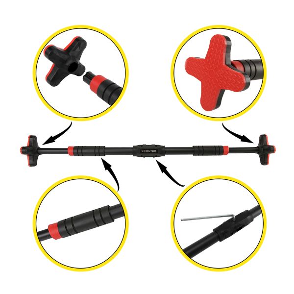 Домашній розсувний турнік в двері CORNIX Pro+ 70-100 см XR-0286 Black/Red