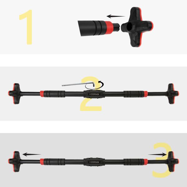 Домашній розсувний турнік в двері CORNIX Pro+ 70-100 см XR-0286 Black/Red