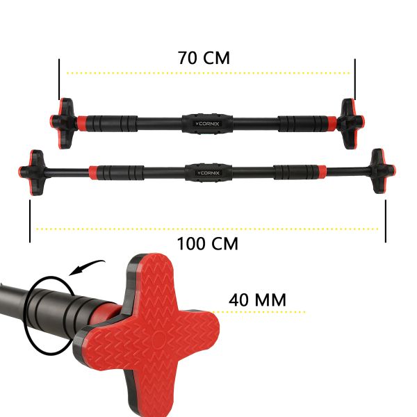 Домашній розсувний турнік в двері CORNIX Pro+ 70-100 см XR-0286 Black/Red