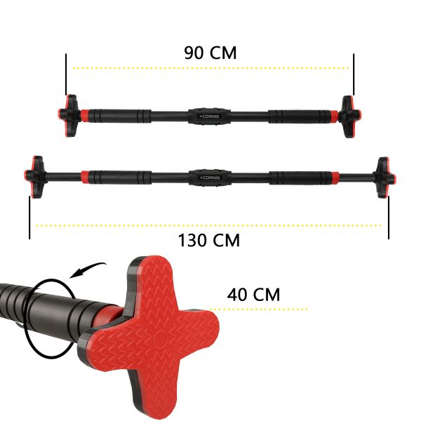 Домашній розсувний турнік в двері CORNIX Pro+ 90-130 см XR-0287 Black/Red