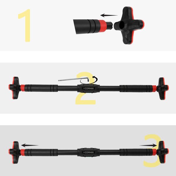 Домашній розсувний турнік в двері CORNIX Pro+ 90-130 см XR-0287 Black/Red
