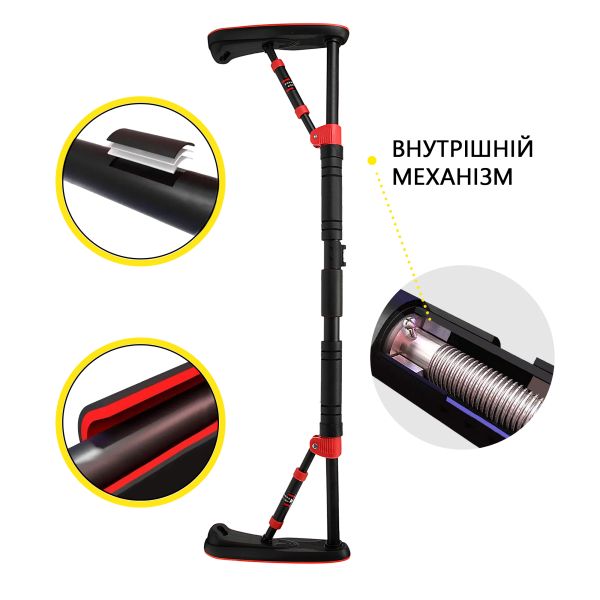 Домашній розсувний турнік в двері CORNIX Elite 85-120 см XR-0290 Black/Red
