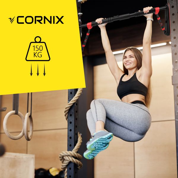 Домашній розсувний турнік в двері CORNIX Elite 85-120 см XR-0290 Black/Red