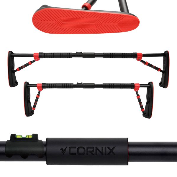 Домашній розсувний турнік в двері CORNIX Elite 105-140 см XR-0291 Black/Red