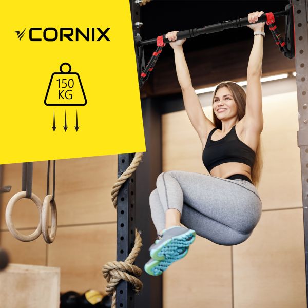 Домашній розсувний турнік в двері CORNIX Elite+ 85-120 см XR-0294 Black/Red