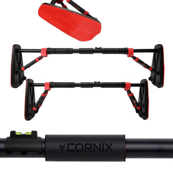 Домашній розсувний турнік в двері CORNIX Elite+ 85-120 см XR-0294 Black/Red