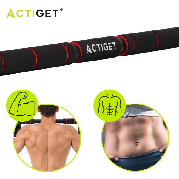 Турнік у дверний проріз ACTIGET розсувний для дому 62-100 см ACT0167 Black/Red